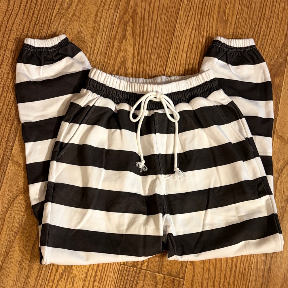 The Drive Clothing Joggers Ladies Size Small Black and White Striped